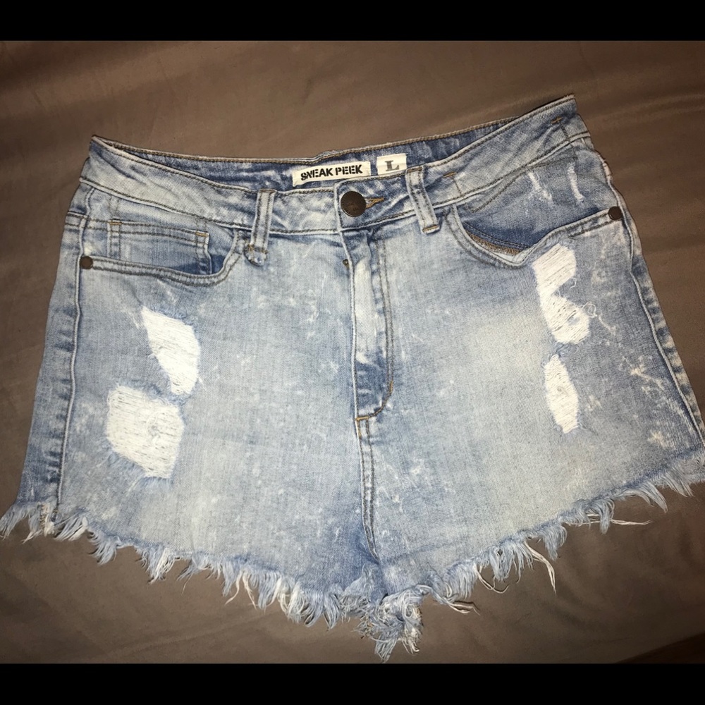 Sneak Peak distressed jean shorts